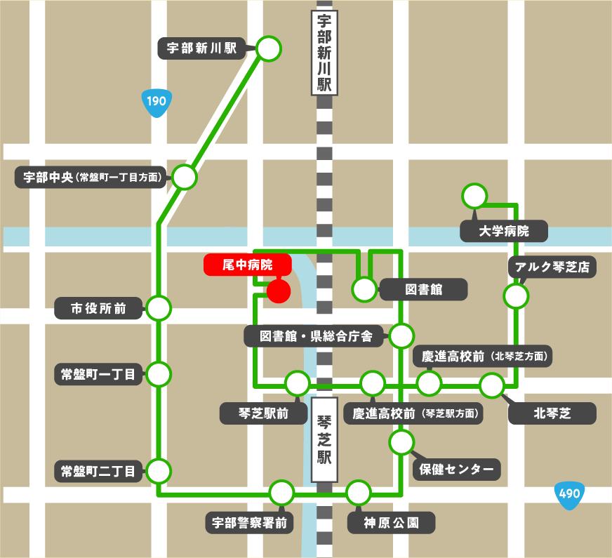 宇部市交通局 宇部市営バス ルート