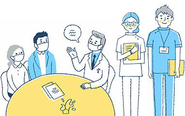 歩行訓練を受けている人物のイラスト