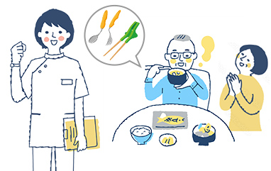 作業療法を受けている人物のイラスト